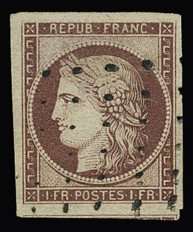 Ceres_No6_1f_Carmin N° 6 1f carmin Cérès oblitéré avec 4 marges normales