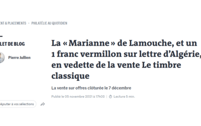 Article dans le journal “Le Monde” à propos de notre vente du 7 décembre 2021